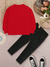 2pcs/Set Women Loose Fit Valentine's Day Heart Print Sweatshirt & Tight Leggings Pants Set